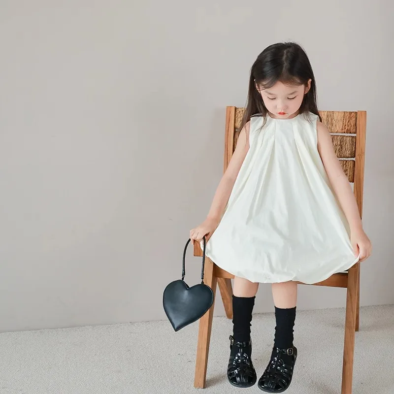 

Baby Girl Dress Girls Summer Casual Stylish Comfort Sleeveless Pod Sundress 2024 New Children Fashion Chic Hepburn Lace Dress