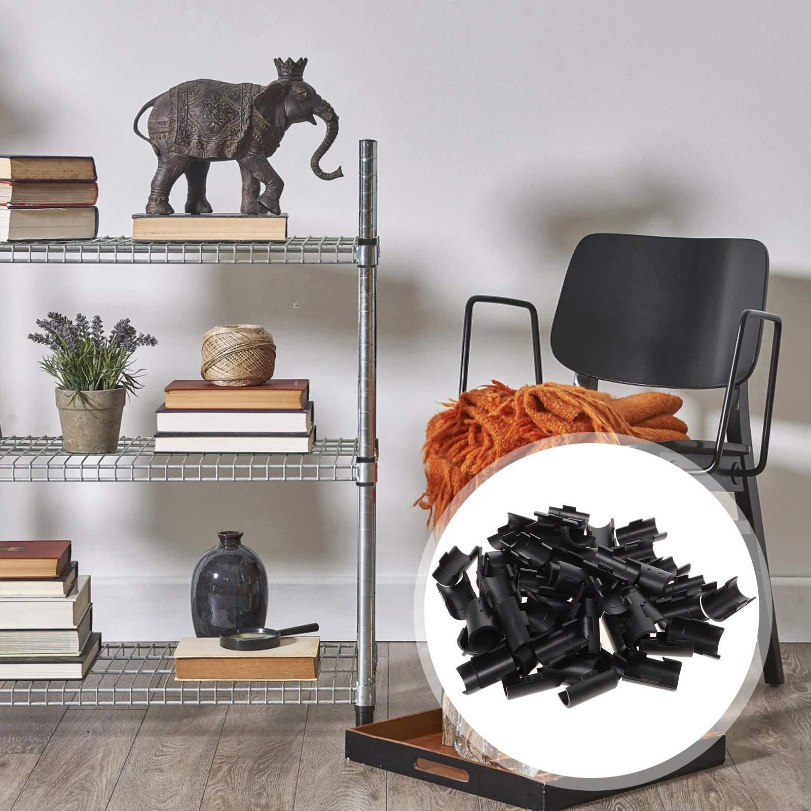

32 Pairs Anti-Static Replacement For 19Mm Wire Shelving Durable Plastic Shelf Lock Clips Black Wall Shelf Accessories Pigeon