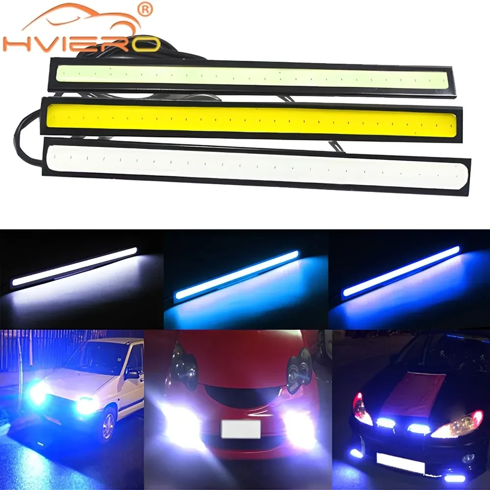 2Pcs Single Row 17cm COB All Cars Universal White DRL LED Daytime Running Lights External Bulb Waterproof Shape Car Accessories