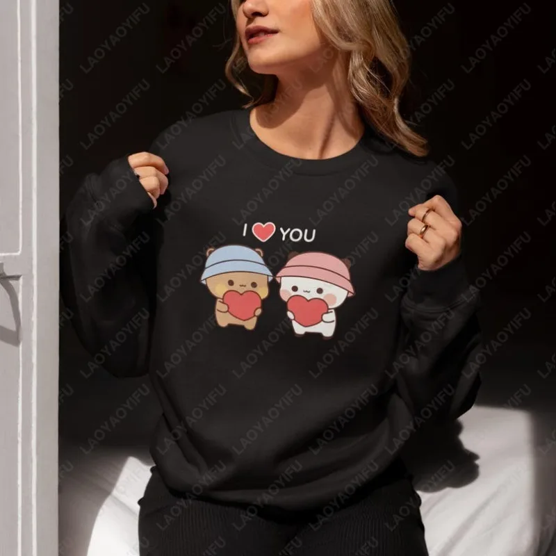 Bubu Dudu زوجين هدية عيد الحب البلوز الرجال النساء Kawaii Harajuku اليابانية أوتاكو البلوز لطيف مضحك للجنسين كل مباراة هوديي #1