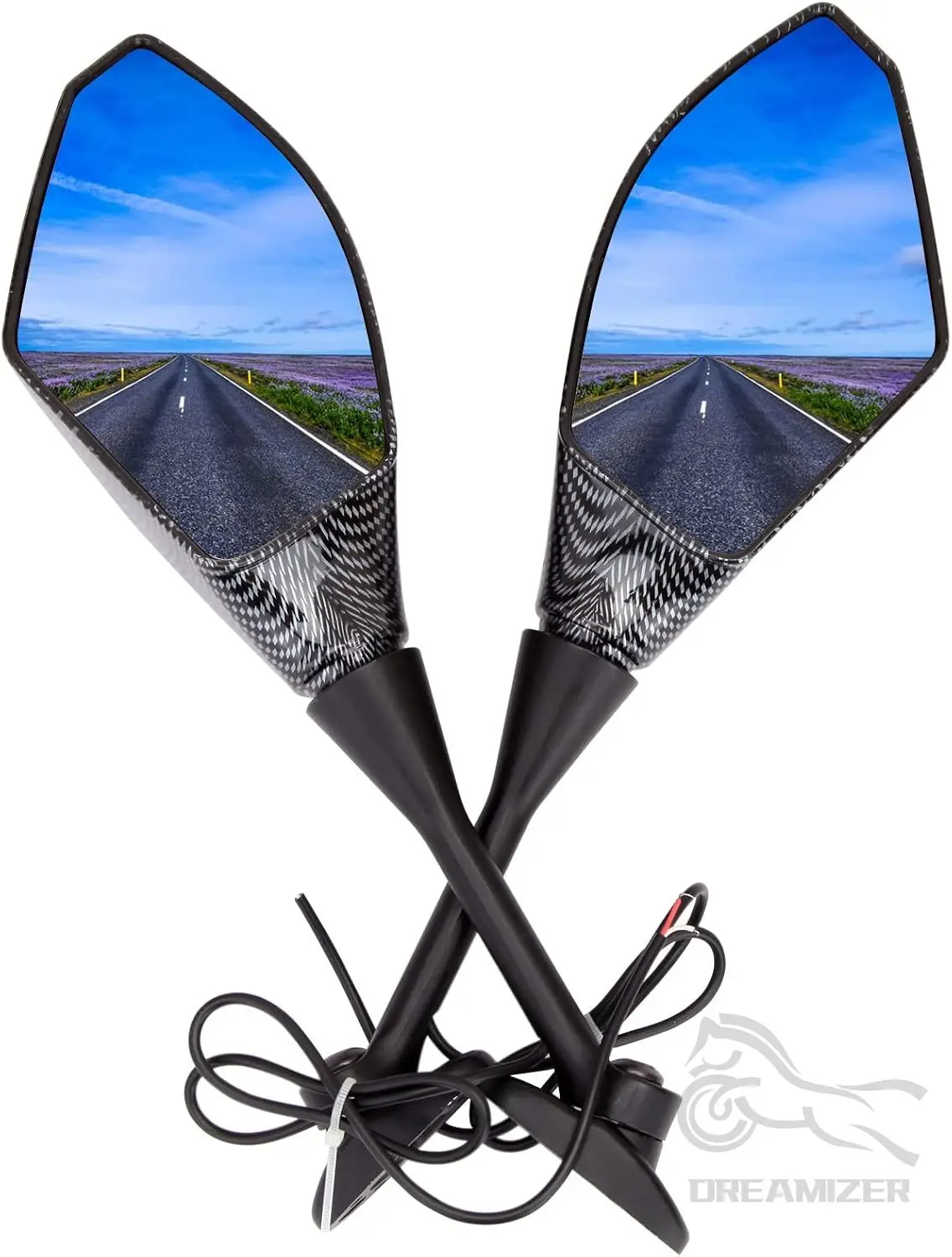 Motorcycle LED Turn Signal Rear View Mirrors For 2011 2013 Honda CBR250R CBR 600 RR Carbon Fiber Smoke Len