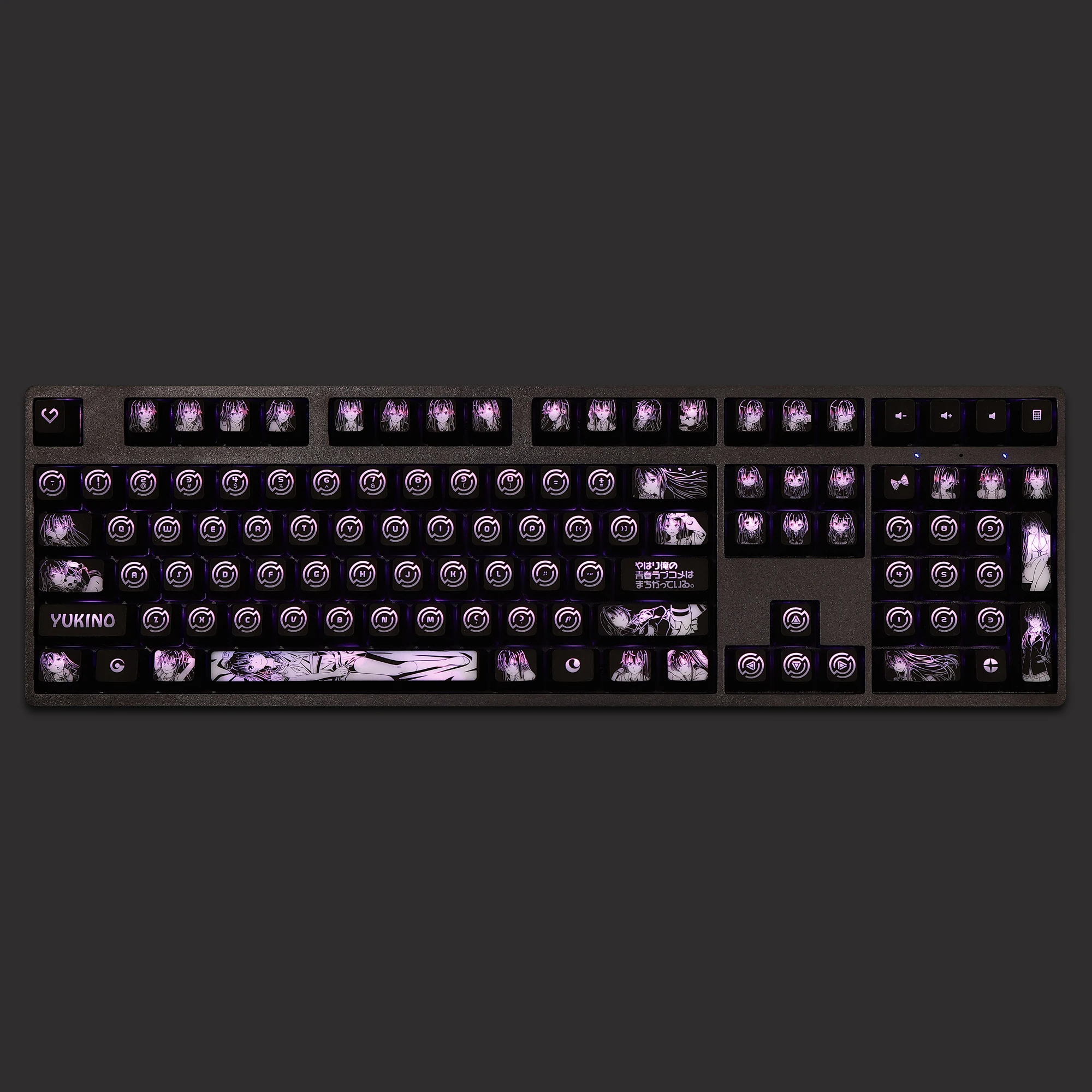 

Yukinoshita Yukino аниме тема с подсветкой черное отверстие 104-клавишные колпачки для клавиш с покрытием вишневый профиль колпачки для механической игровой клавиатуры