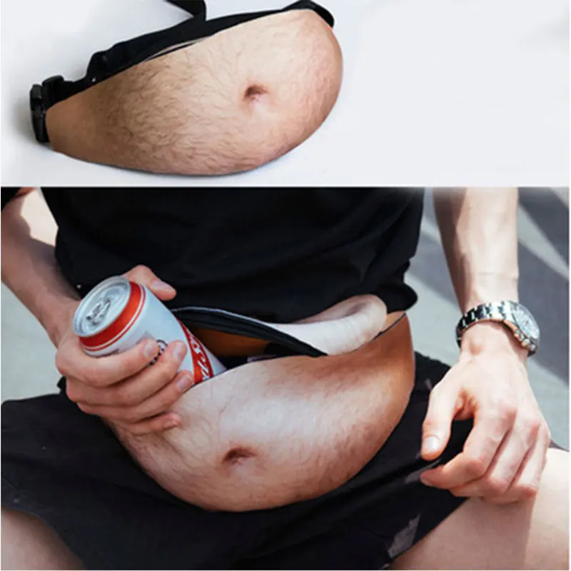 

Funny Pop Dad Bod Money Belt Bag Men Travel Bags Flesh Color Creative Fanny Pack Beer Fat Belly Bum Pouch Waist Bag