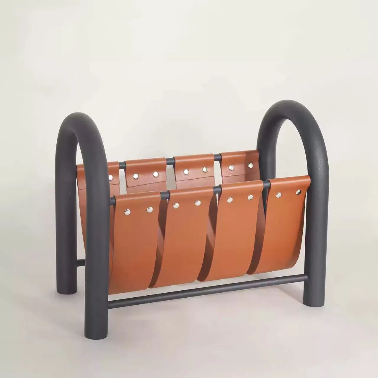 

Room decor ornaments Leather metal magazine rack Sofa side living room decoration Study book newspaper storage rack