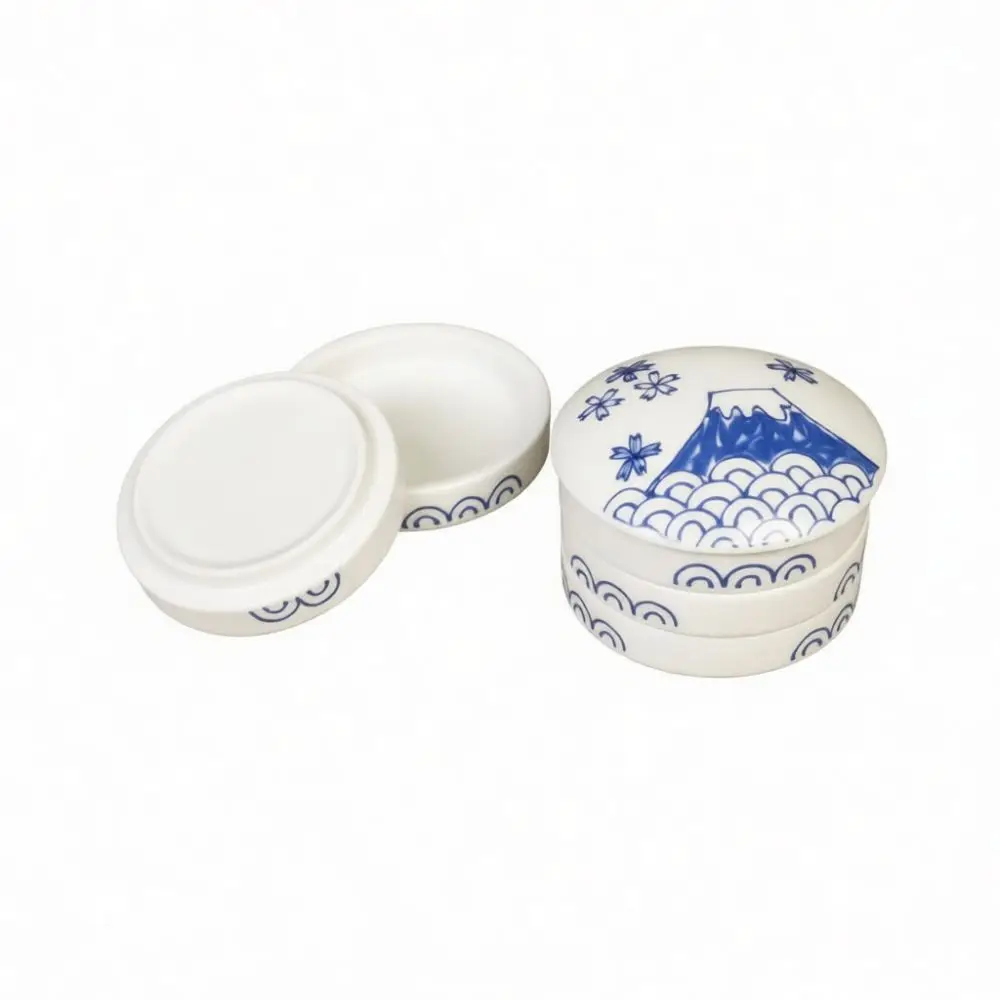 Artistic Ceramic Palette Five Tier Ink Dish Blue And White Design For Chinese Brush Painting Calligraphy Mixing Tray