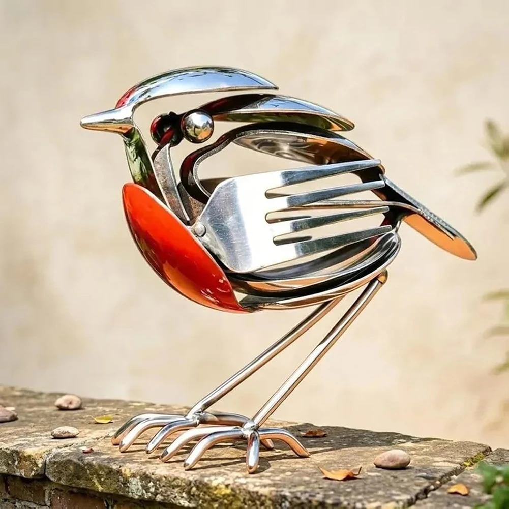 Recycled Metal Birds Statue Charming Rustic Home & Garden Decoration Zen-style Porch And Lawn Ornament