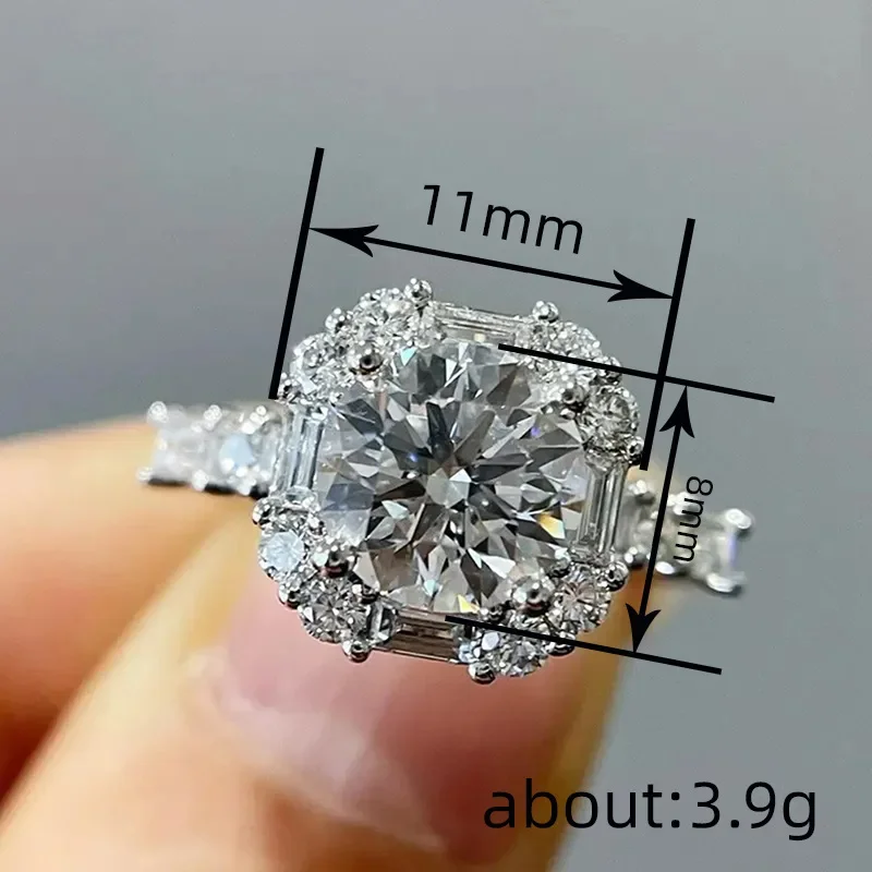 Luxury 925 Sterling Silver Big AAA Zircon Stone Ring