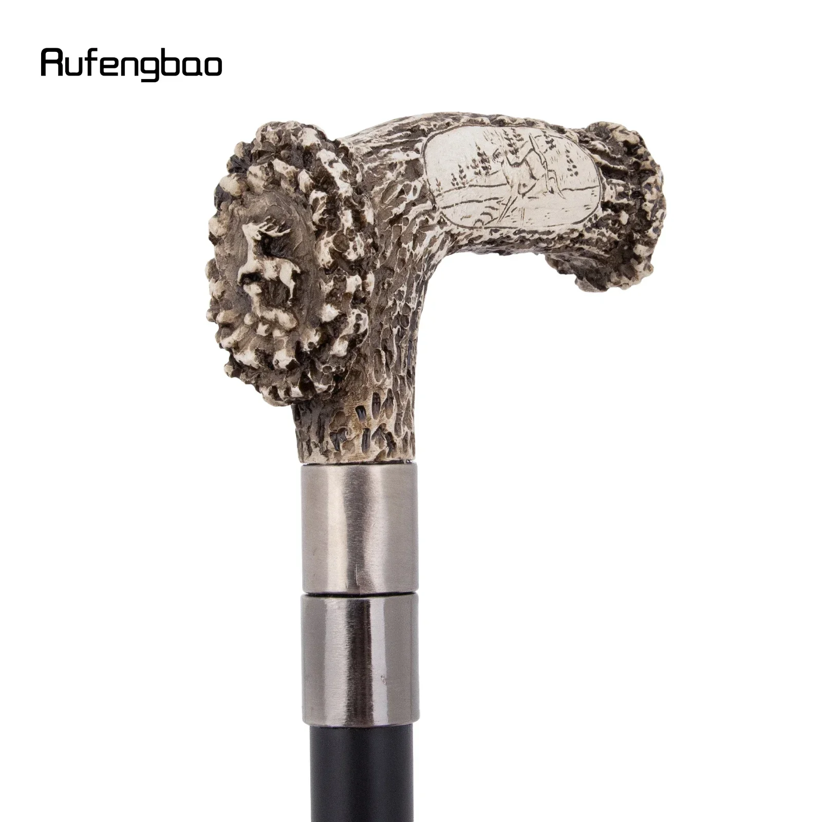 Silber Harz Hirsch Baum Wurzel Kopf Gehstock Mode Dekorative Stahl Stick Gentleman Elegante Cosplay Cane Knopf Crosier 94 cm