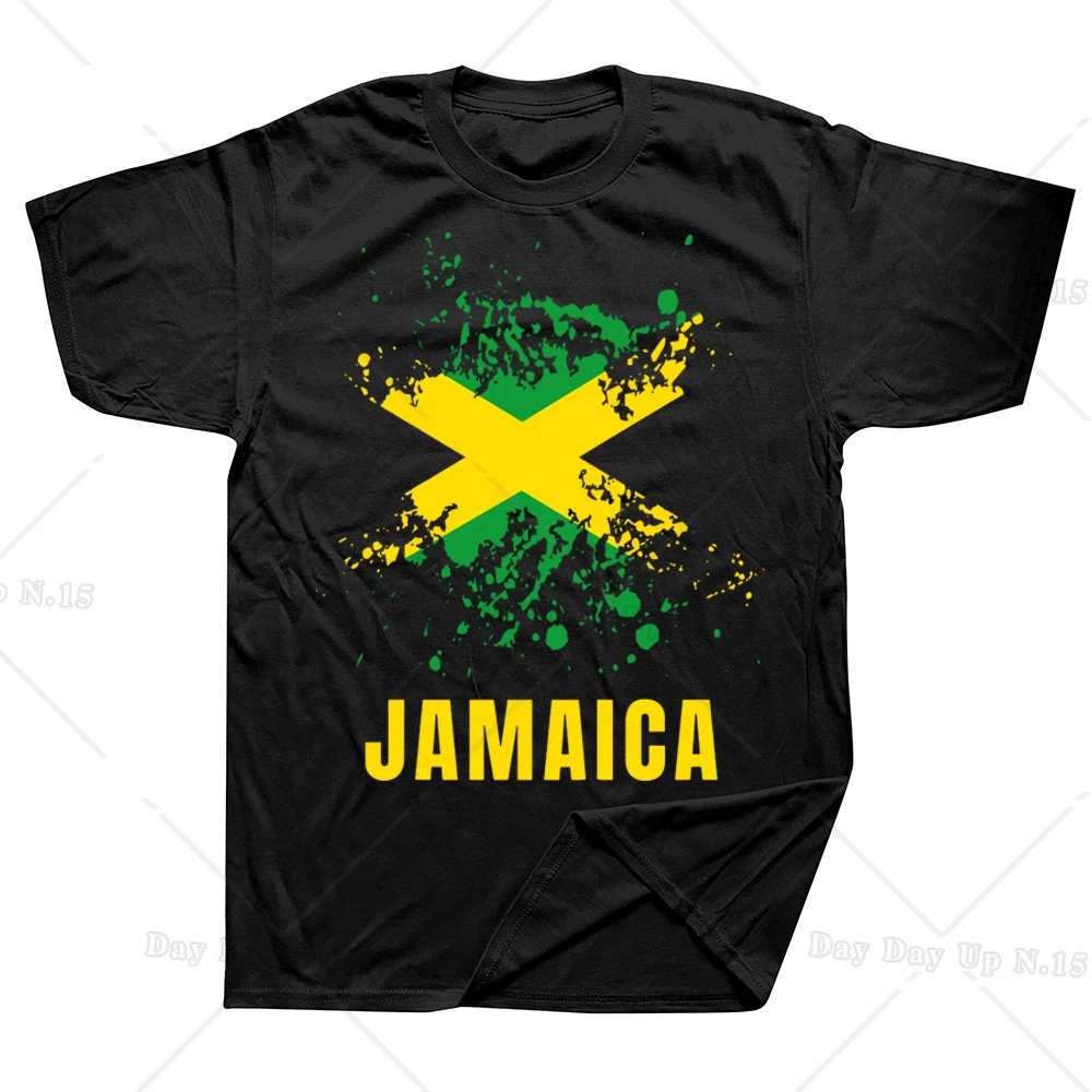 Jamaica Vintage Jamaican Flag T Shirts Graphic Cotton Streetwear Short Sleeve Casual Men Large Size T Shirt