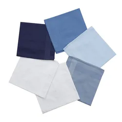 3Pcs 40x40cm Solid Color White Blue Plain Men Handkerchiefs Pocket Hankies Soft Cotton Sweat Square Towels Tea Party Favors