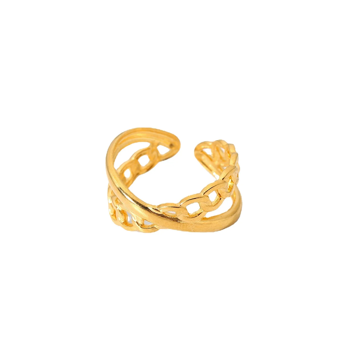 

Stainless Steel PVD 18K Gold Plated Tarnish Waterproof Twist Cutout Rings For Woman Jewelry Wholesale Trendy