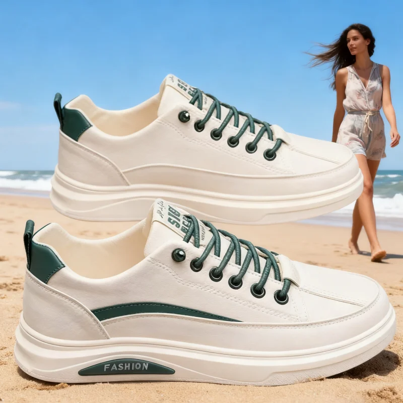 أحذية رياضية رجالية مطبوعة منخفضة القطع من جلد البقر، أربطة مرنة عصرية مقاومة للماء من الجلد الناعم مريحة وغير قابلة للانزلاق للمشي الرياضي #5