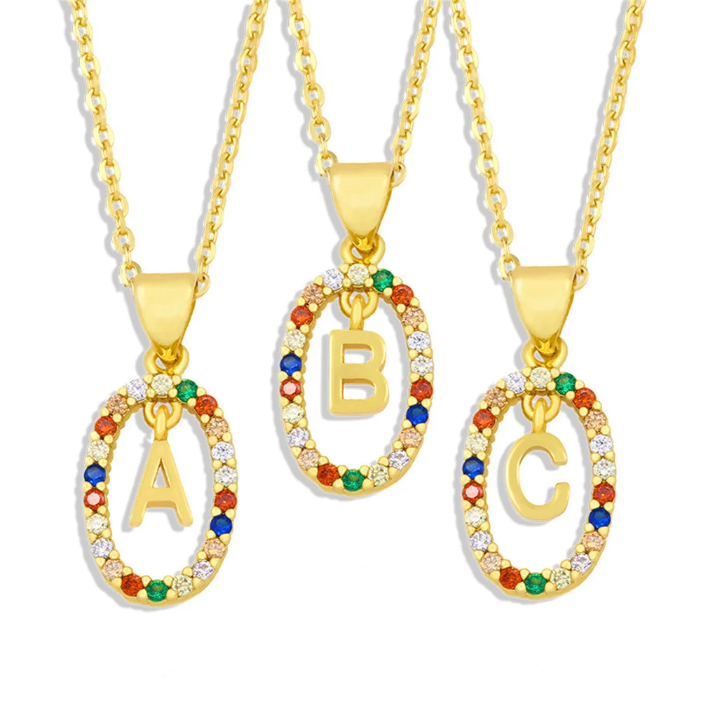 

LeeChee Colorful Diamonds Initial A to Z Dangle Letter Necklace Personalized Gift For Girls