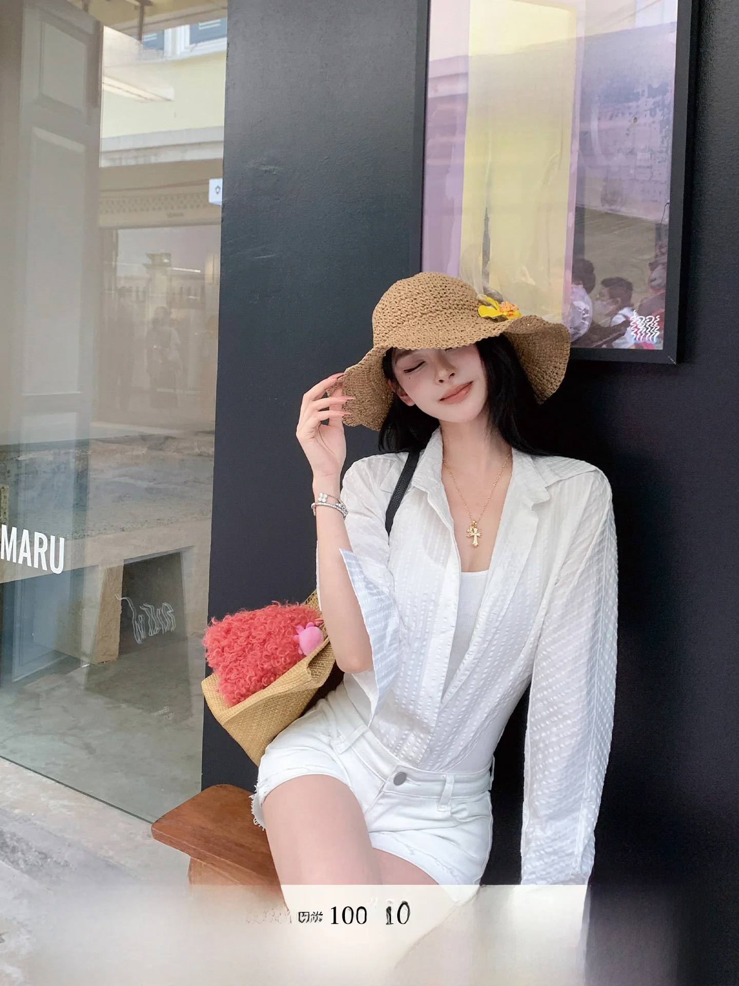 

Ele White irt Design Casual Slim Fit Long Sve Women's Onesie Summer Faion Design False Two-Piece Top Okaaay