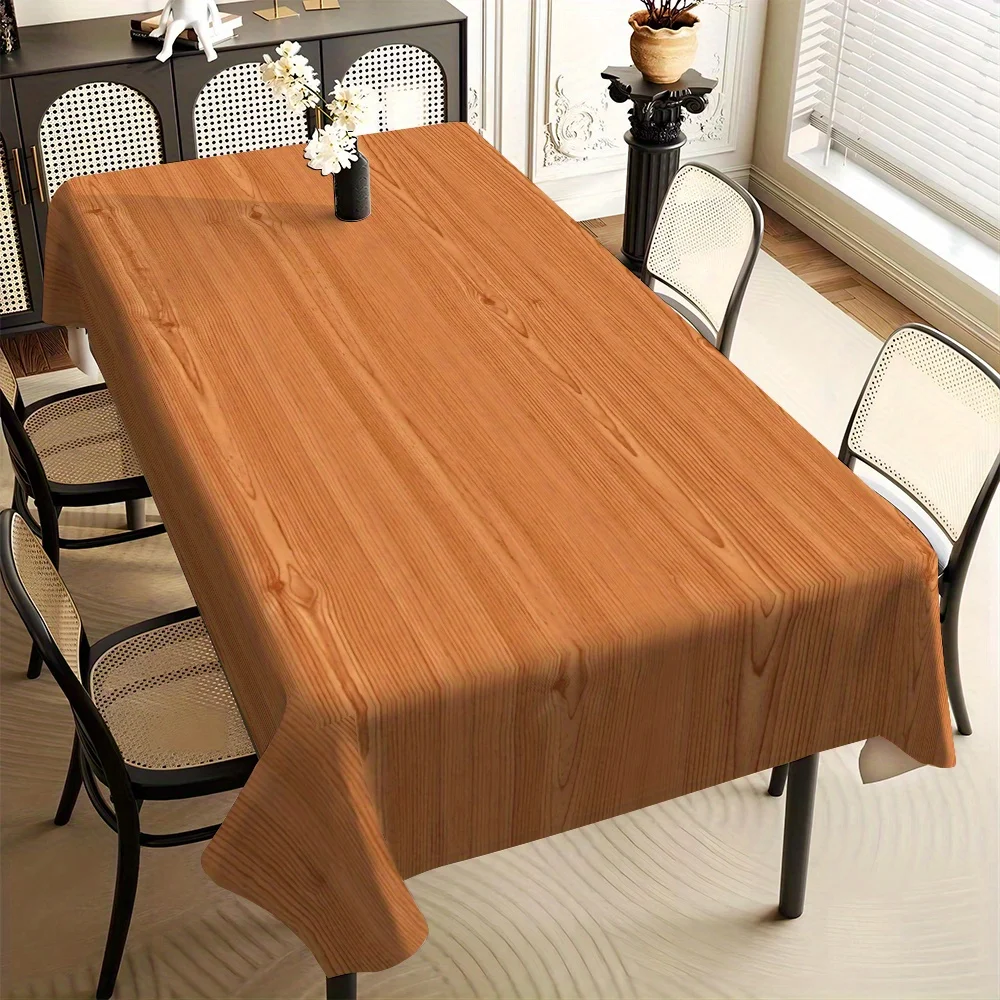 Halloween wood-grain theme printed decorative tablecloth, washable. Suitable for family kitchens and dining areas.