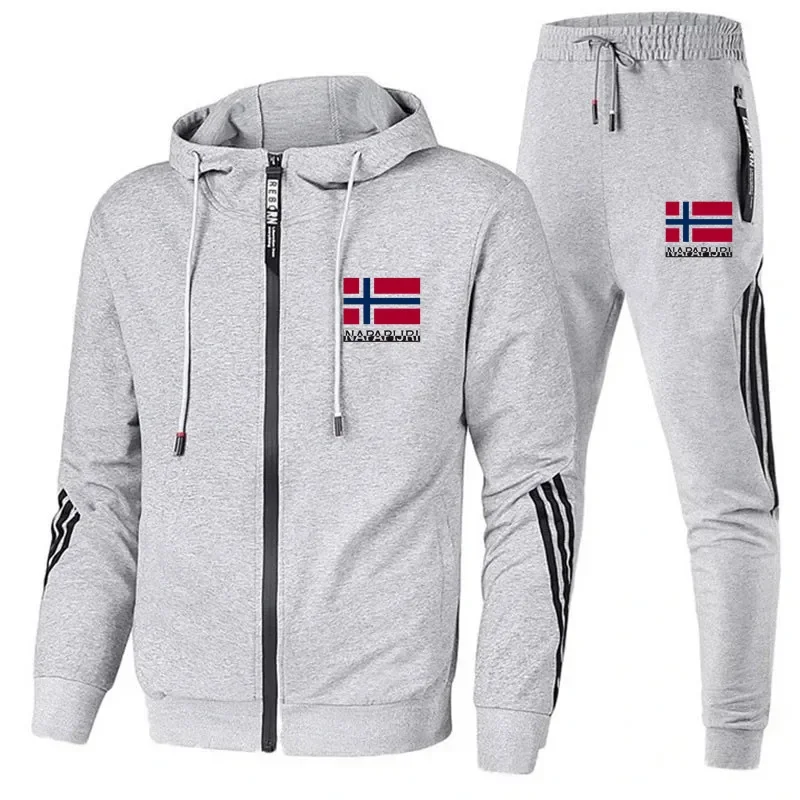 Men Tracksuits Zipper Hoodies and Pants Set Sport Brand Male Fitness Clothing Mens Triple Luxury Brand Printed Slant Hoodie