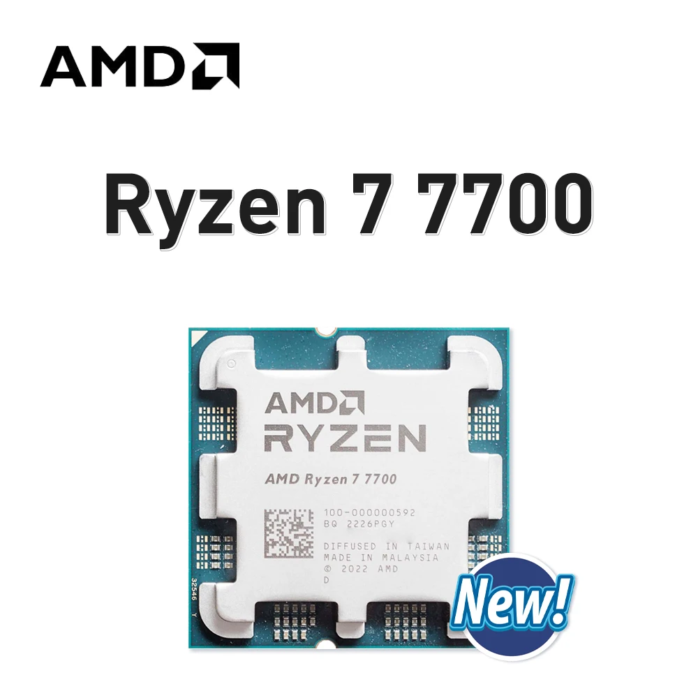 AMD Ryzen 7 7700 3.8GHz 8-Core 16-Thread Socket AM5 R7 7700 5NM L3=32M Processor 65W DDR5 New No Fan
