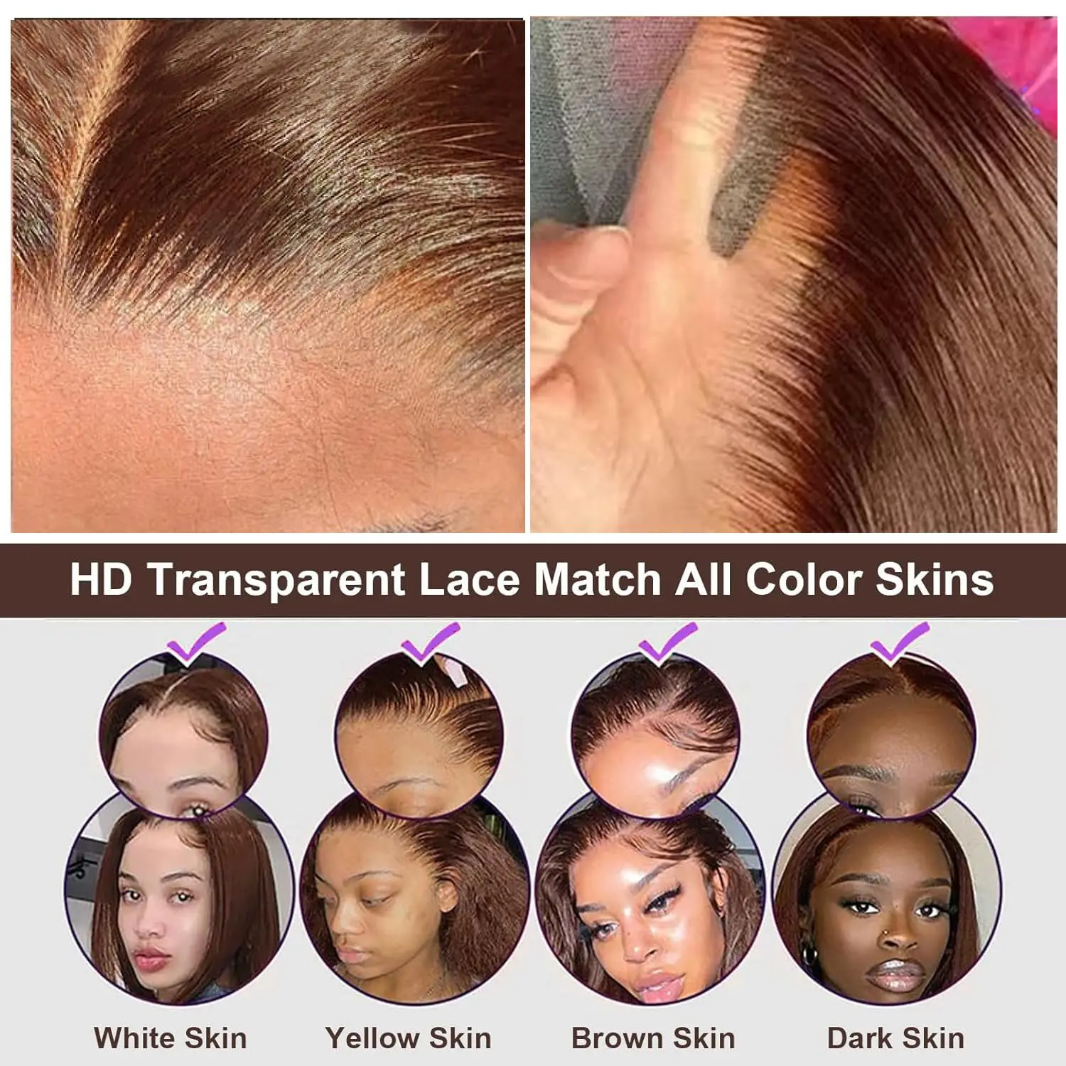 # 4 باروكة من شعر طبيعي بني بالشوكولاتة 13x4 13x6 Hd باروكات أمامية من الدانتيل قبل قطعها 200% كثافة شعر بشري بني مفرود