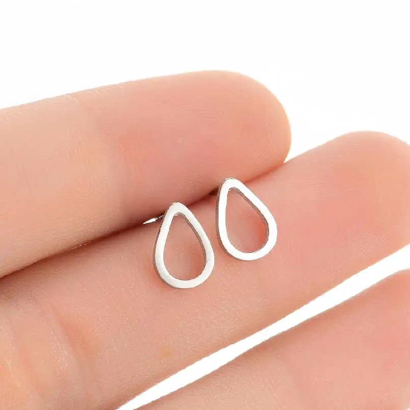 1 Paar Edelstahl vergoldete Tropfen ohrringe für Frauen l Wasser tropfen Creolen trend iger Schmuck