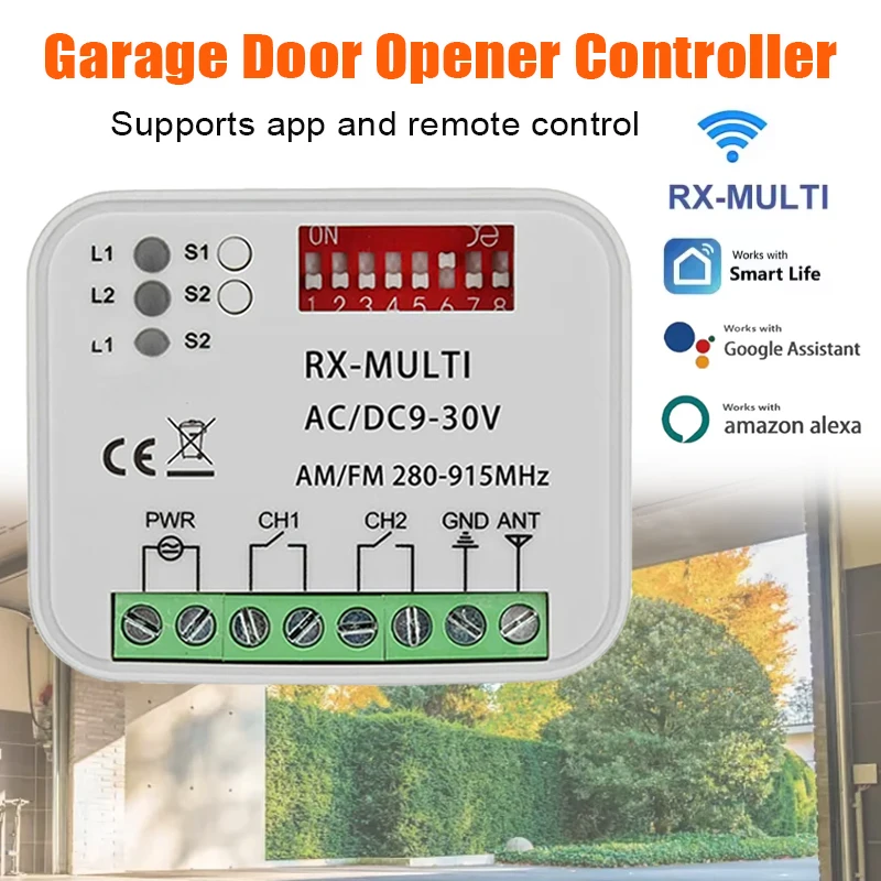 AC DC 9-30V 85-250V Universal Tuya WIFI Garage Door Opener Controller APP & Remote Control Intelligent Switch Module Relay