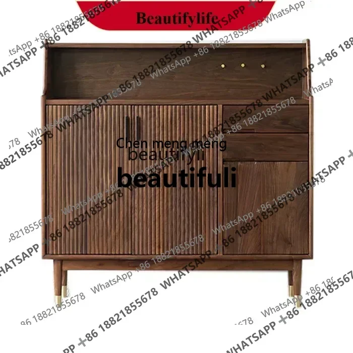 

ss 8617 Nordic black walnut shoe cabinet solid wood storage cabinet cherry wood side cabinet