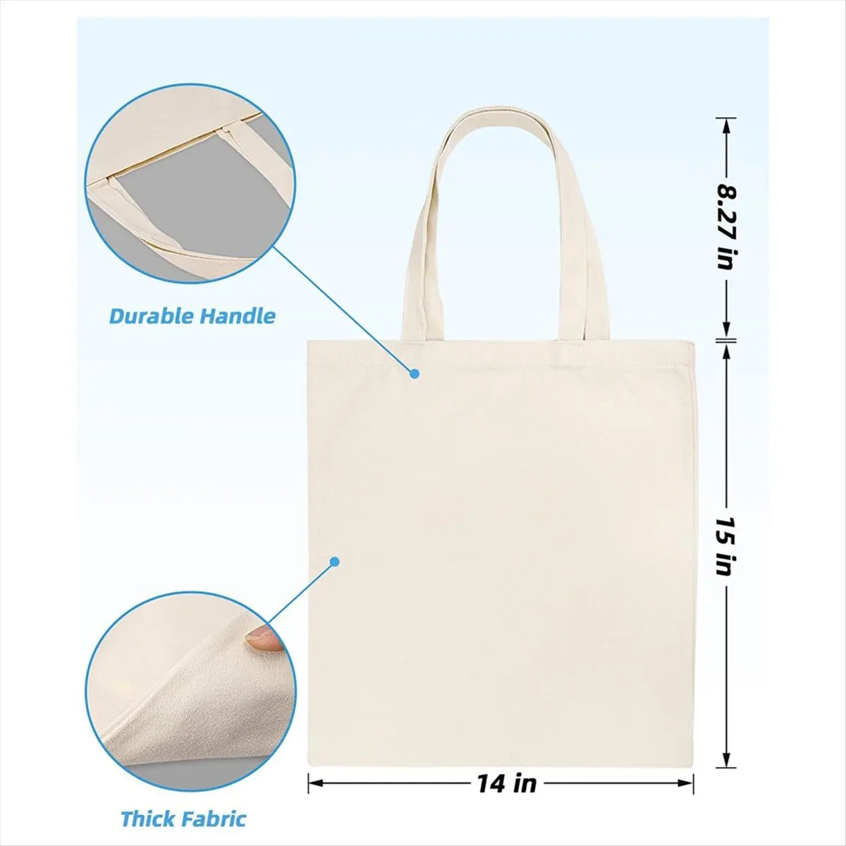 *ESTR Canvas Tote Bag Bulk 24 Pack 14x15 Inches Sublimation Tote Bags, 10oz Light Weight Reusable Grocery Shopping Cloth Bags