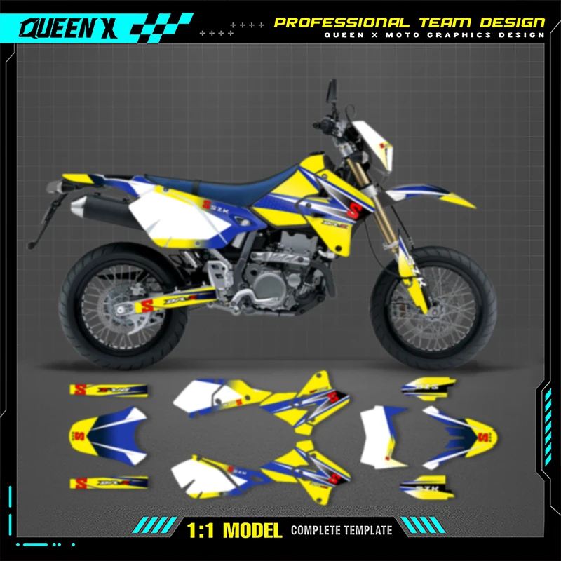 QUEEN X MOTO Full Set Motorcycle Graphics Decal Stickers Kit For SUZUKI DRZ400 S SM E 1999-2001 2005-2022