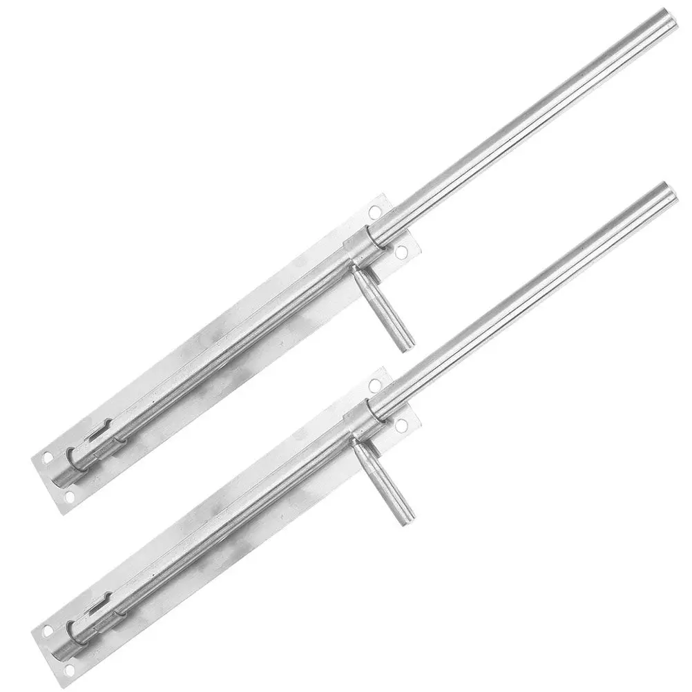 2個入りプレミアムステンレススチール製スライドボルトラッチフロアマウントドアセキュリティバー（ゲート、両開き-片開きドア、納屋、フレンチドア、小屋用）