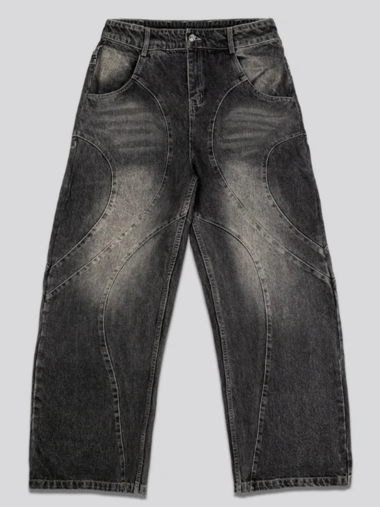 

HOUZHOU Y2k Gothic Punk Washed Women Jeans Harajuku Wide Leg American Vintage Men Denim Pants Baggy Hip Hop Streetwear Trousers