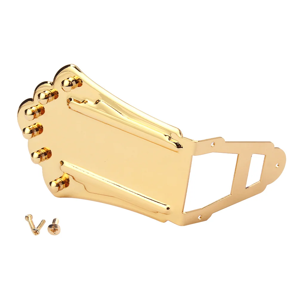 

Metal Guitar Tailpiece Golden 6 String Jazz Bridge Durable Long Life Easy Install Replacement Part Guitar Tailpiece