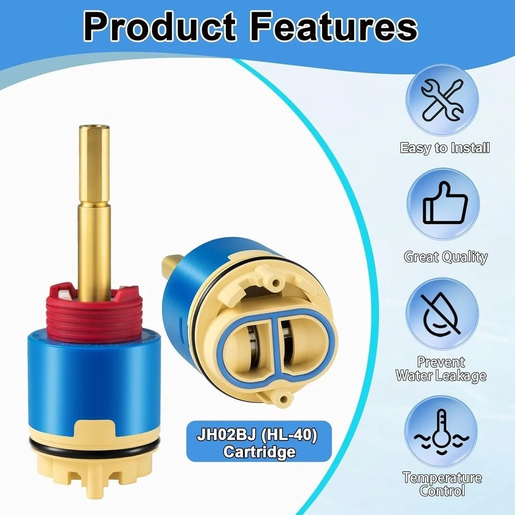 JH02BJ Replacement Shower Cartridge for Single Handle For Faucets with Porcelain Sealing and Brass Pressure Stability
