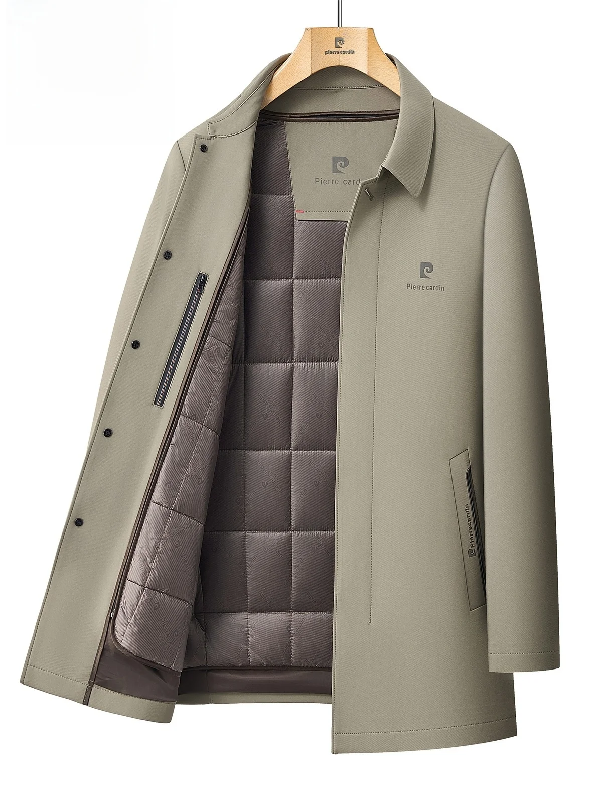 

Pierre Cardin Men's Casual Thiened Mid-Length Jaet Detachable Inner Winter Coat Stand Fit Faion Urban Sle
