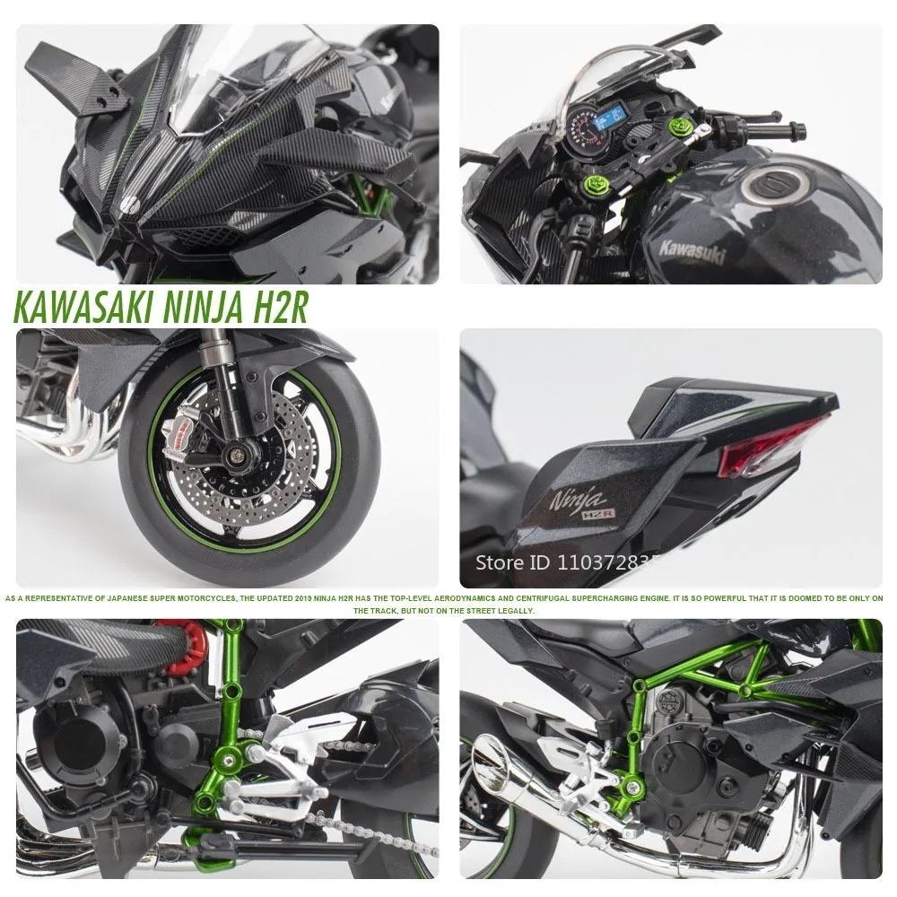 1:9 KAWASAKI NIJIA H2R 모델 장난감 오토바이 합금 다이캐스트 스즈키 하야부사 오토바이 사운드 라이트 충격 흡수 어린이 선물