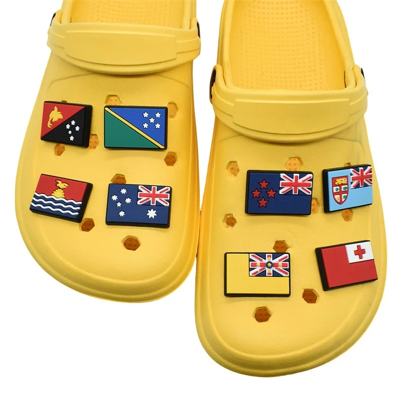 Bandul sepatu tema bendera baru hadiah dekorasi gesper sepatu bendera Solomon Palau Kepulauan Australia Selandia Baru