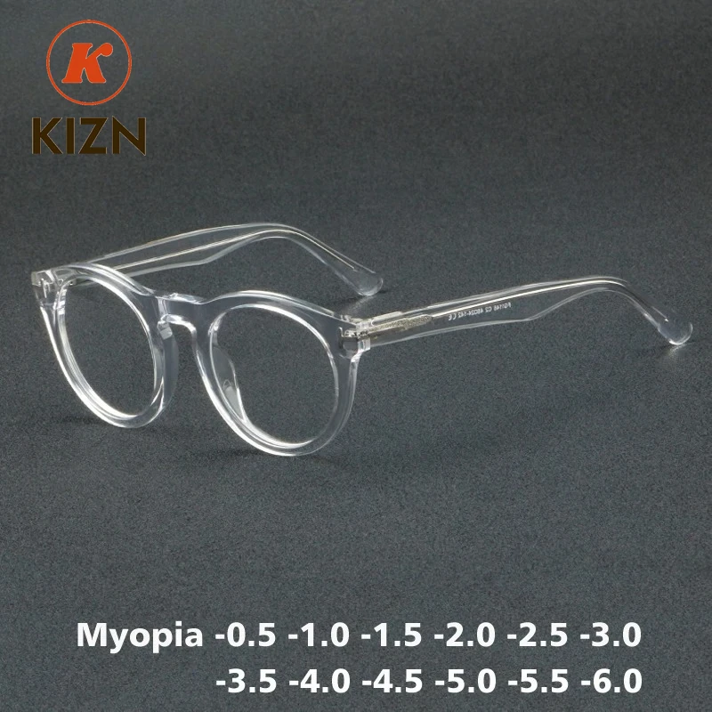 

KIZN Vintage Acetate Optical Eyewear Frame Men Myopia Prescription Glasses Women 2024 New Designer Luxury Glasses -0.50 to -10