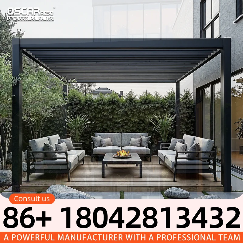 Motorised Waterproof Aluminum Louver Pergola Outdoor Opening Roof for Garden Patio Backyard pergola