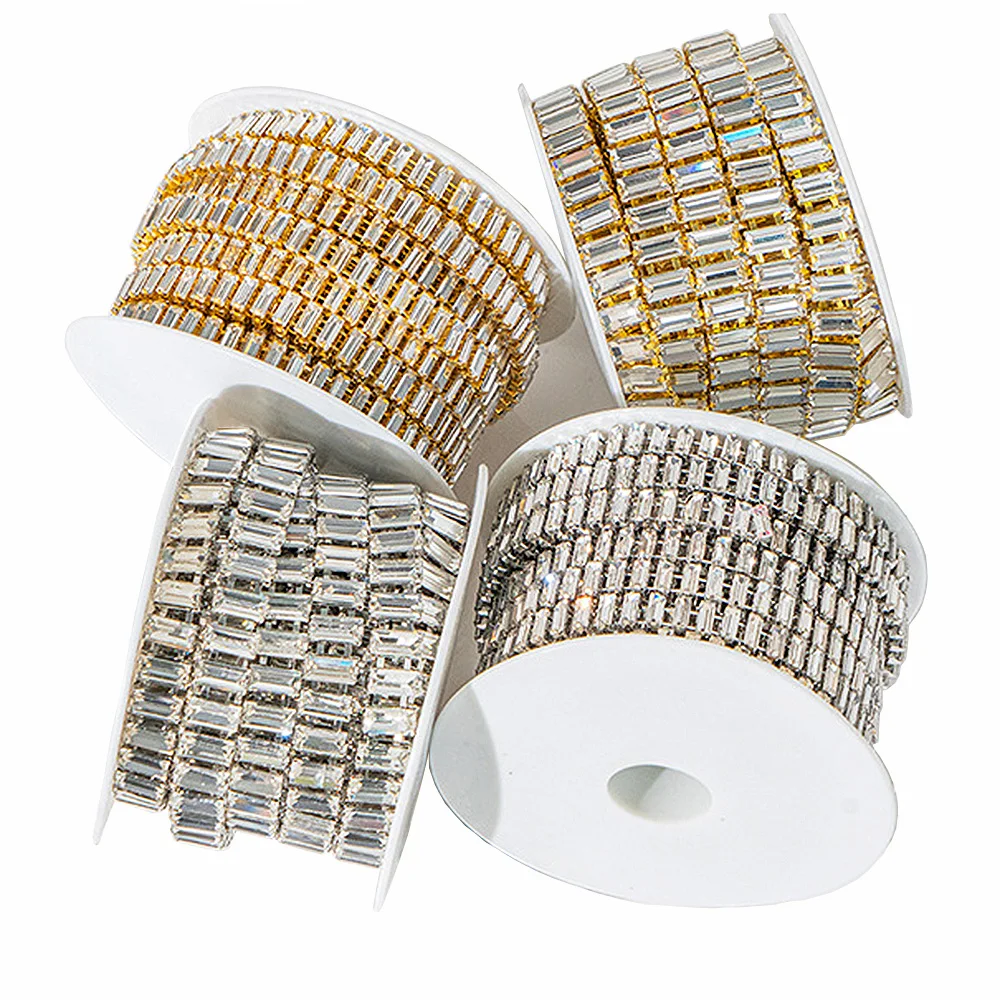 

3x7mm Strip Stones Rhinestones Chain Flatback Shiny Crystals Strass Beads Sew On Rhinestones Chain for Clothing Handmade Crafts