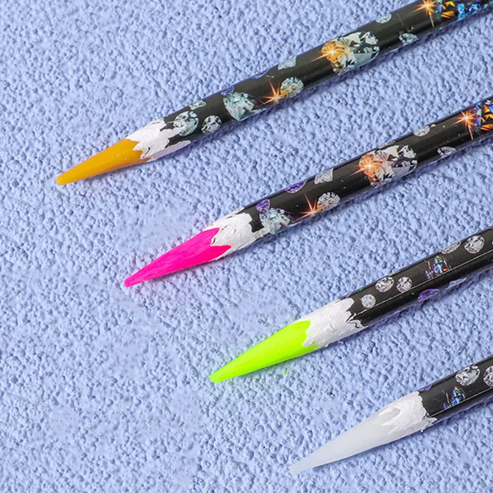 

4pcs Dotting Tools Rhinestone Pickup Wax Pencil for Nail Art DIY Yellow White Pink Pen Manicure Accessories