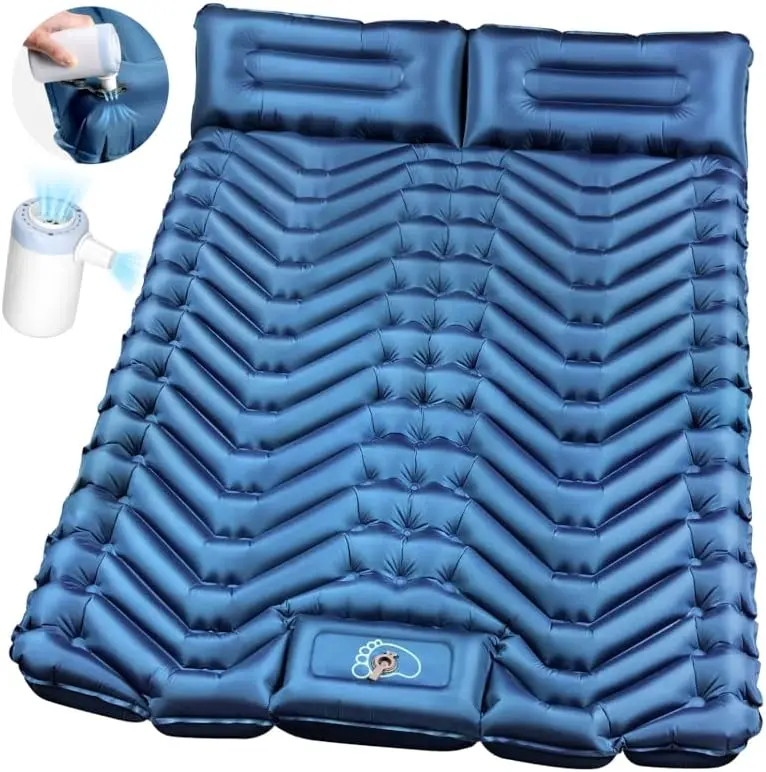 

Double Sleeping Pad for Camping- 2 Person Camping Mattress with Pillow Inflates in 60 Seconds Sleeping Pad with Pump-Electric/F