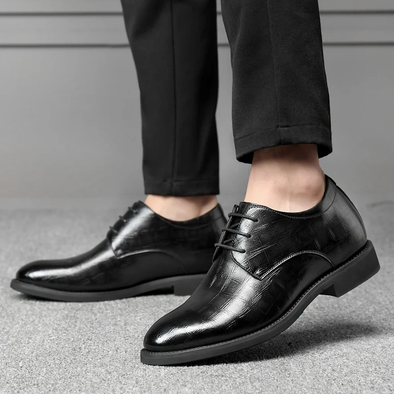 Echt leder dicke Sohle Männer Aufzug Schuhe 3/6/8 cm Höhe erhöhen Lift Männer formelle Oxford Schuhe für Business-Hochzeits feier