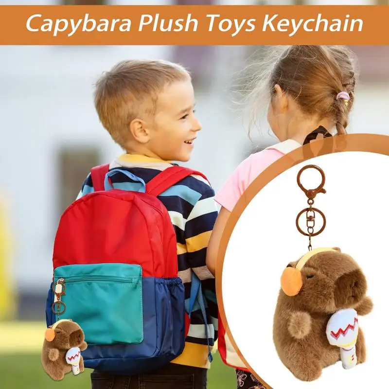 Capybara Plush Keychain Purse Key Chain Pendant Charm Soft Cartoon Stuffed Animal Keychain for Boys Girls Kids Women Adults