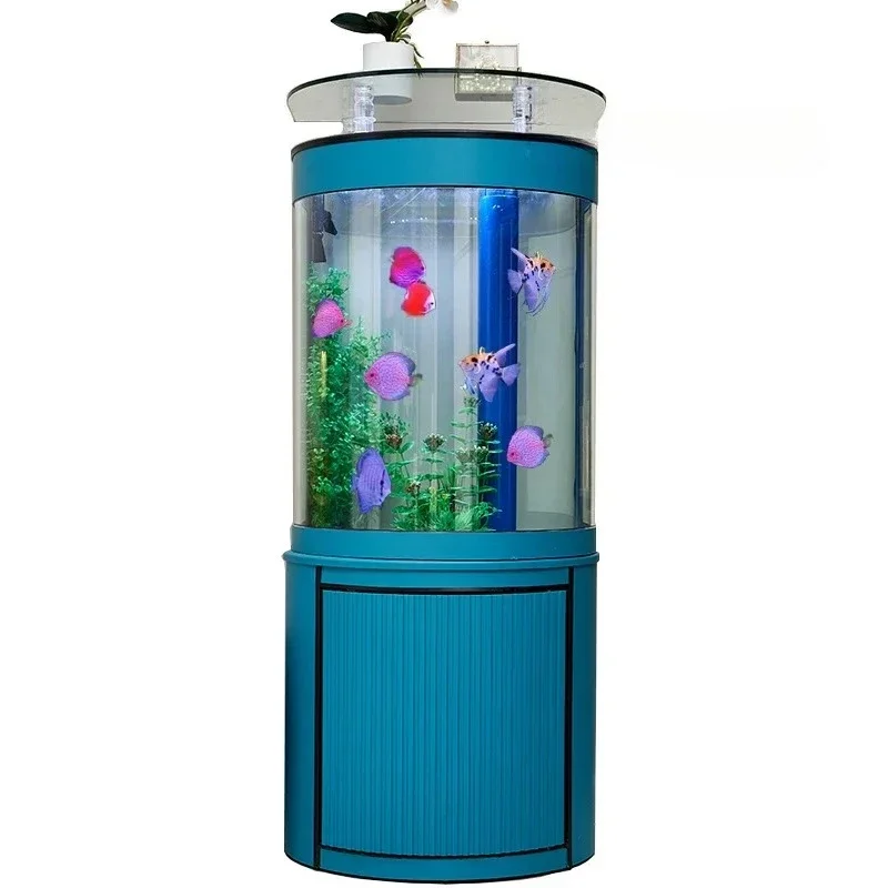 

Semi-circular goldfish tank living room household glass water-free ecological bottom filter floor aquarium