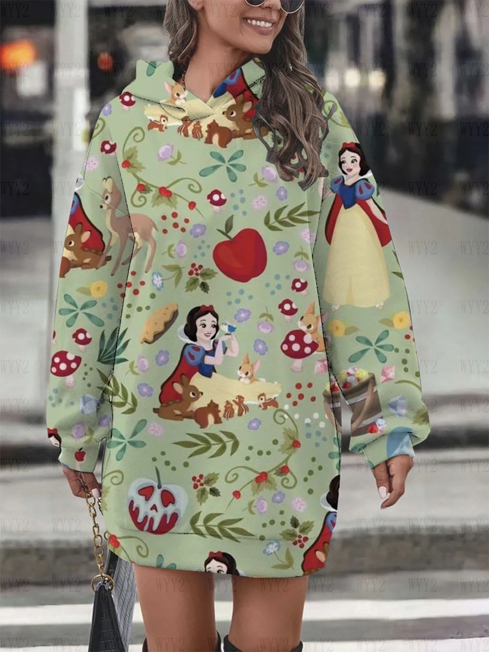 2025 Disney Princess Moana damesjurk met capuchon, herfst/winterprint, sweatshirt met lange mouwen, trui, straatmode.