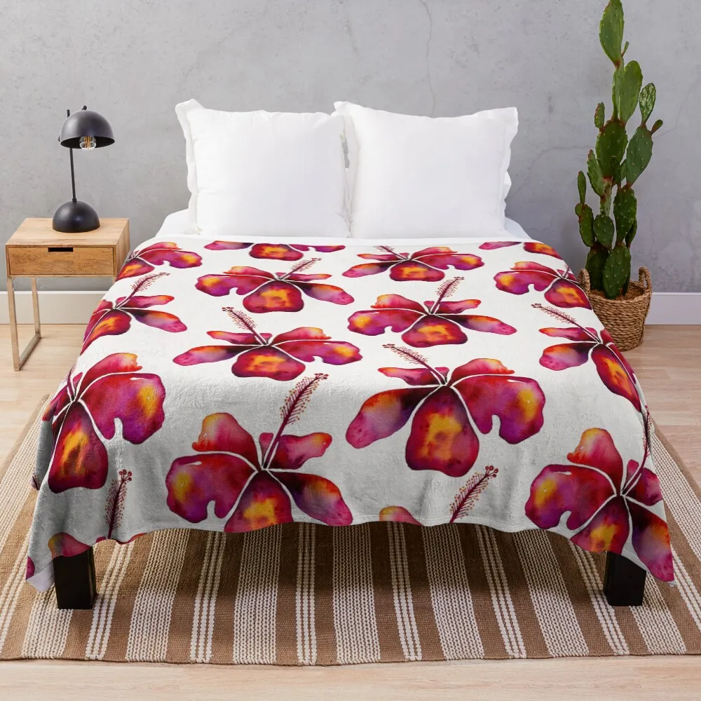 

Hibiscus Watercolor – Fuchsia Throw Blanket