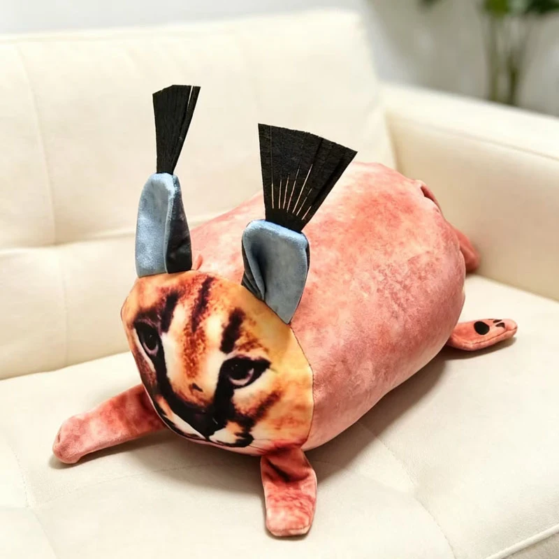 

Cute Caracal Plush Pillow Soft Fluffy Wild Cat Stuffed toy with Tufted Ears for Sofa, Bed ， Animal Lovers and gifts.