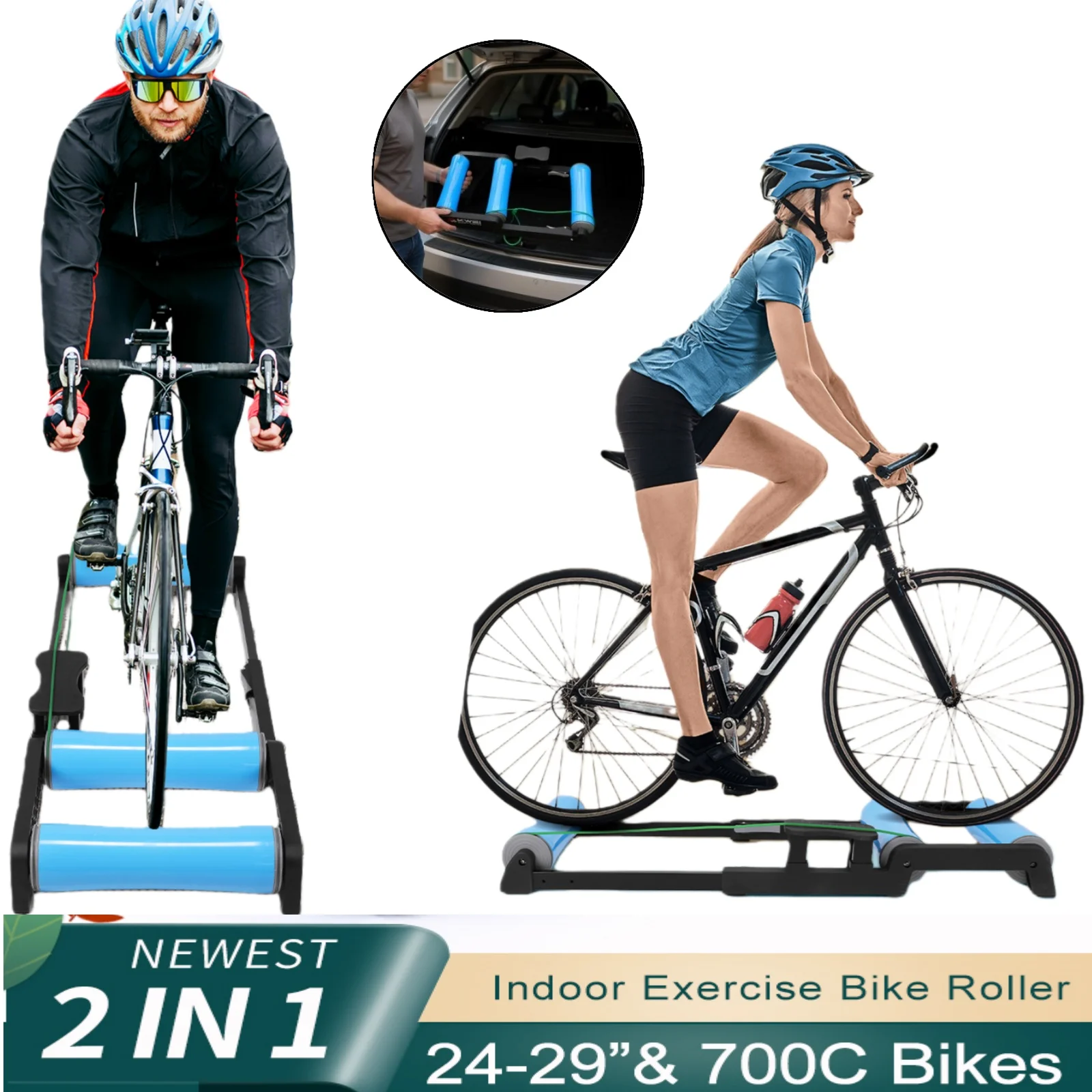

Indoor Bicycle Roller Home Trainer Mountain Road Bike Roller Stationary Bike Stand Exercise For 24-29" 700C Cycling Sports Fitn
