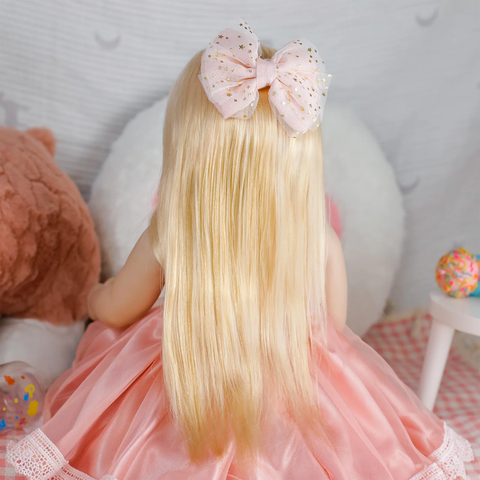 18inch Reborn Baby Doll Full Silicone Vinyl Body with Hand Root Golden Long Hair Realistic Princess Toddler Bebe Birthday Gifts