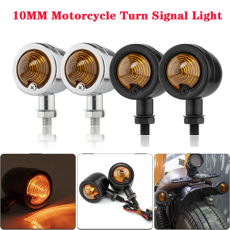 

Motorcycle Turn Signal Light For Cafe Racer Moto Indicator Lamp Universal 12v Retro Metal Single Wire Motorbike Turn Signal