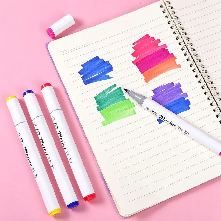 Gezhimei Dual Tip Markers, Double-Ended Art Pens, Vibrant Colors, Smooth Coloring, for Drawing, Journaling, Illustration & DIY