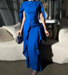 Elegant Party Dresses for Women 2023 Autumn Winter Fashion Casual Lace Solid Color Blue Long Dress Female Clothing Outfits